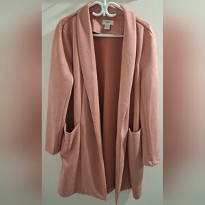 Faux Suede Soft Coral Women's Duster